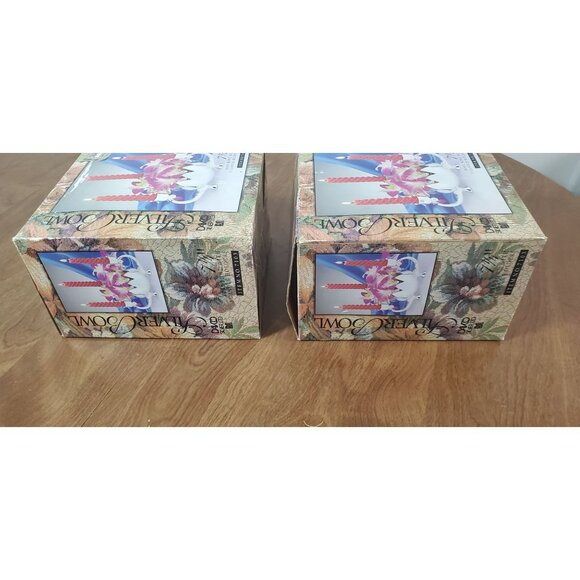 Davo Silver Bowl With 3 Candle Holders New In Box 7 1/4" Diameter Floral Design - Picture 4 of 6